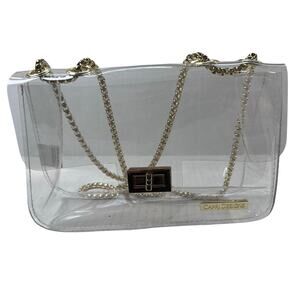 Capri design clear gold chain medium shoulder bag